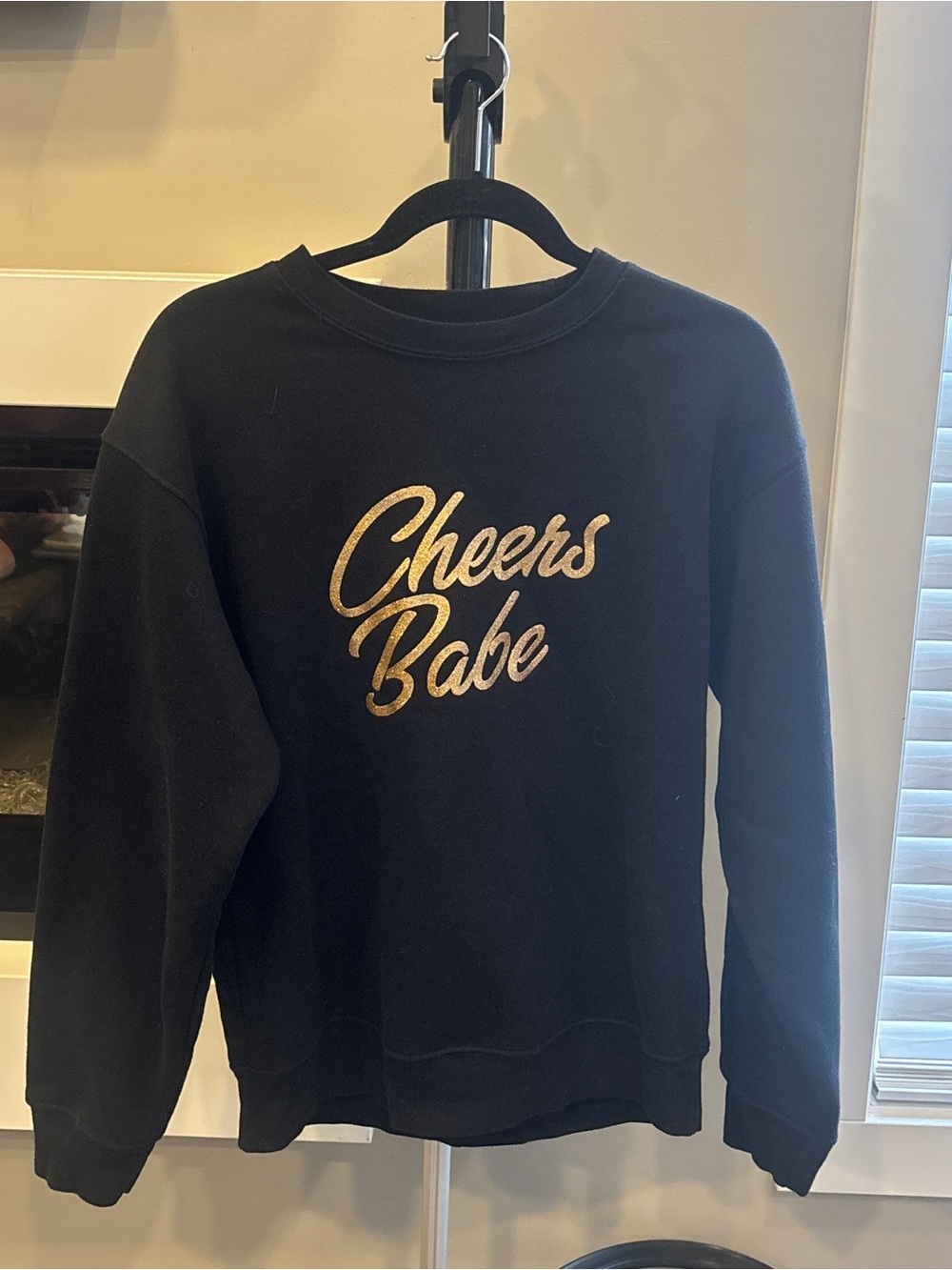 Brunette The Label Black Sweatshirt with Gold 'Cheers Babe' Script